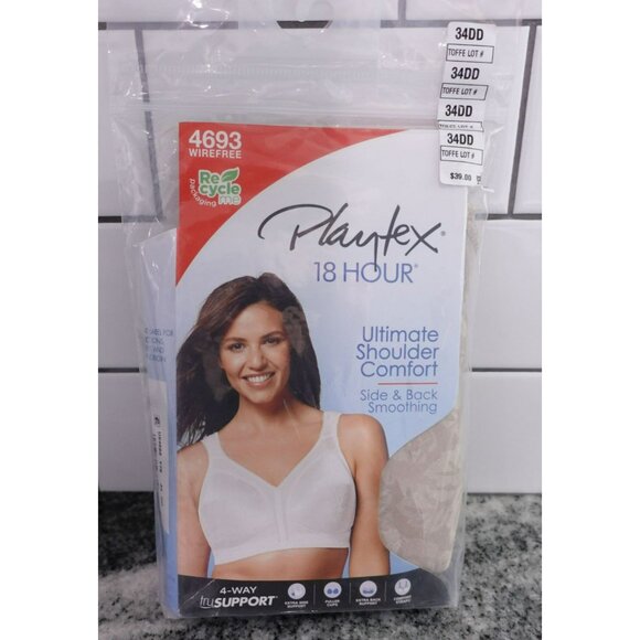 NEW Playtex 18 Hour Ultimate Shoulder Comfort Wireless Bra Size 34DD Tan 4693 - Picture 1 of 6